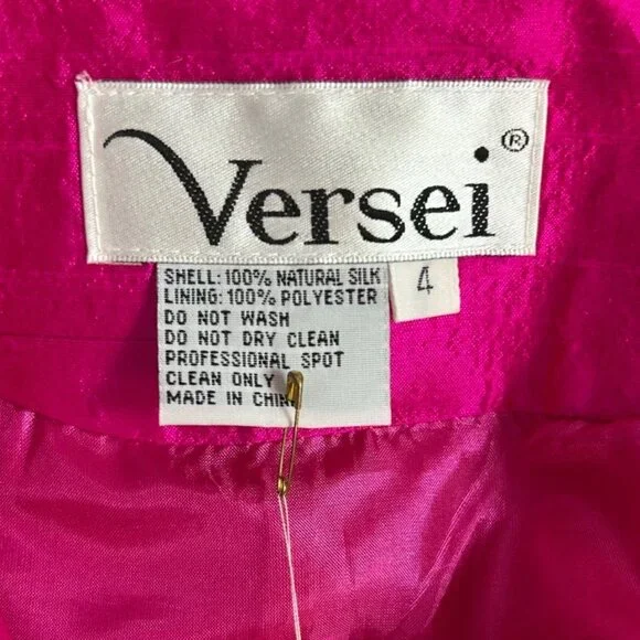 Vintage Versei Womens Fuchsia Silk Skirt Suit Set Size 4 Pageant Interview NWT - Picture 5 of 11